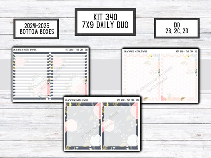Kit 340 Erin Condren Daily Duo || Weekly Sticker Kit || Daily Duo Stickers || Erin Condren Stickers || Pretty STICKERS || Flower Stickers