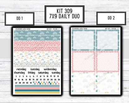 Kit 309 Erin Condren Daily Duo || Weekly Sticker Kit || Daily Duo Stickers || Boho Rainbow || SPRING STICKERS