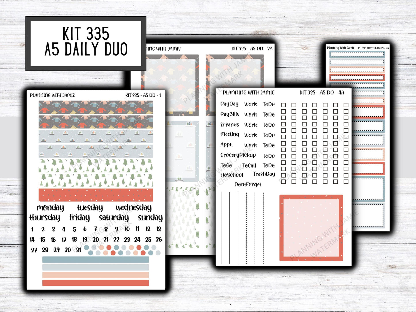 Kit 335 Erin Condren Daily Duo || Weekly Sticker Kit || Daily Duo Stickers || WINTER Stickers || CHRISTMAS STICKERS