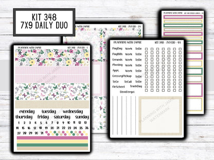 Kit 348 Erin Condren Daily Duo Sticker Kit || Daily Duo Stickers || Erin Condren Stickers || FLOWER STICKERS