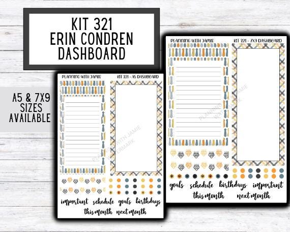 KIT 321 Erin Condren Dashboard Sticker Kit || Dashboard Monthly Sticker || Erin Condren Dashboard Sticker || SUMMER Stickers || FATHERS DAY STICKERS