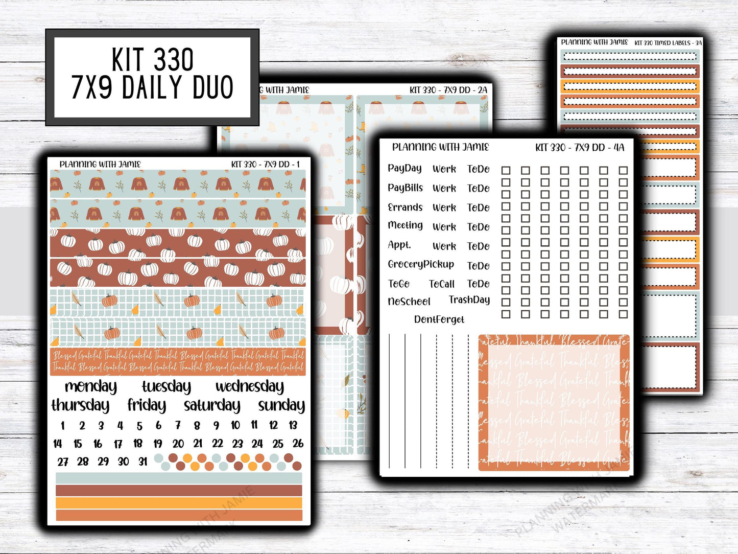Kit 330 Erin Condren Daily Duo || Weekly Sticker Kit || Daily Duo Stickers || FALL STICKERS