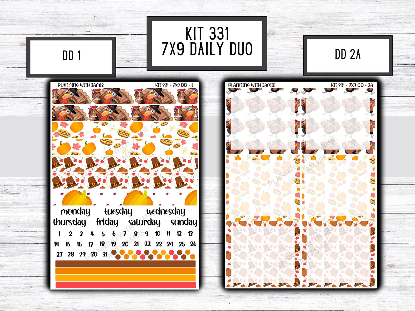 Kit 331 Erin Condren Daily Duo || Weekly Sticker Kit || Daily Duo Stickers || Thanksgiving Stickers || FALL STICKERS