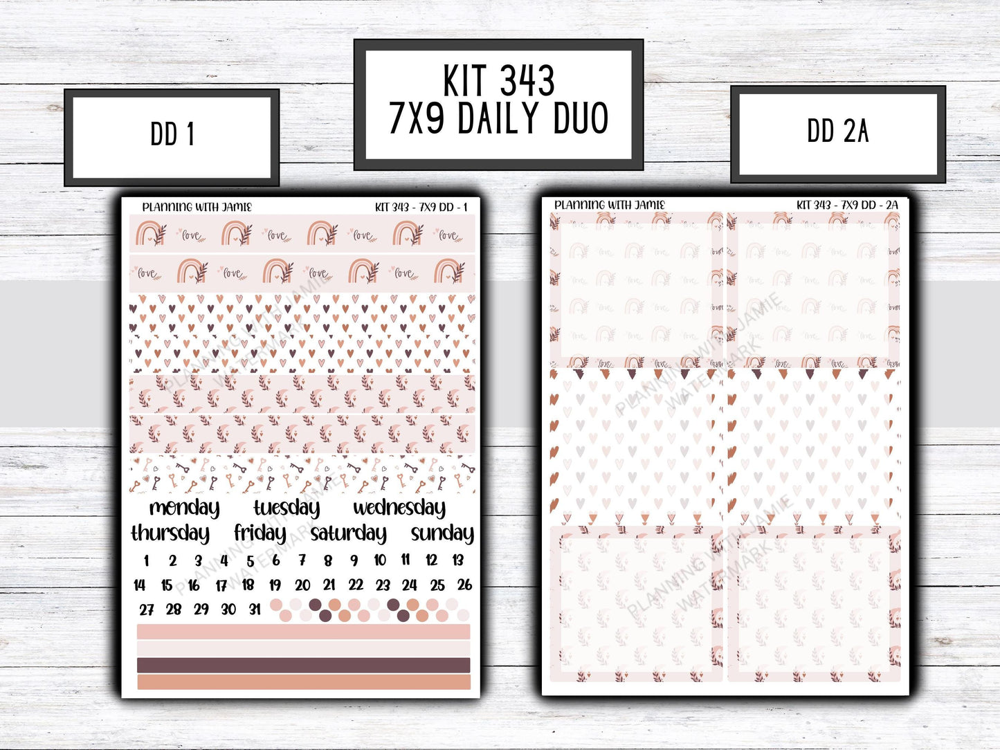 Kit 343 Erin Condren Daily Duo || Weekly Sticker Kit || Daily Duo Stickers || Erin Condren Stickers || VALENTINES STICKERS || BOHO Stickers