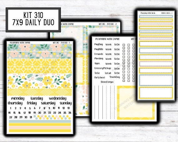 Kit 310 Erin Condren Daily Duo || Weekly Sticker Kit || Daily Duo Stickers || SPRING STICKERS || FLORAL STICKERS