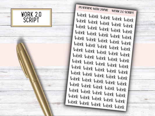 WORK Stickers, WORK 2.0 Script, Planner Stickers, Planning Stickers, Work Planner Stickers