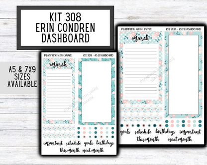 KIT 308 Erin Condren Dashboard Sticker Kit || Dashboard Monthly Sticker || Erin Condren Dashboard Sticker || SUMMER Stickers || SPRING STICKERS