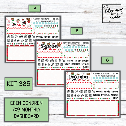 KIT 385 7X9 Erin Condren Monthly Dashboard Sticker Kit