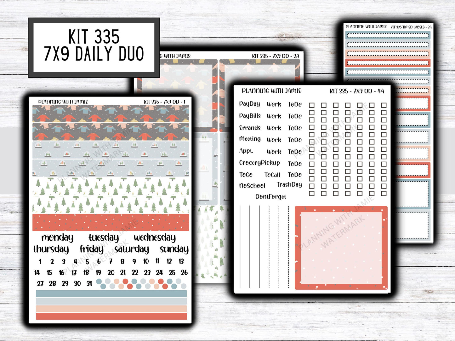 Kit 335 Erin Condren Daily Duo || Weekly Sticker Kit || Daily Duo Stickers || WINTER Stickers || CHRISTMAS STICKERS