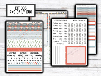Kit 335 Erin Condren Daily Duo || Weekly Sticker Kit || Daily Duo Stickers || WINTER Stickers || CHRISTMAS STICKERS