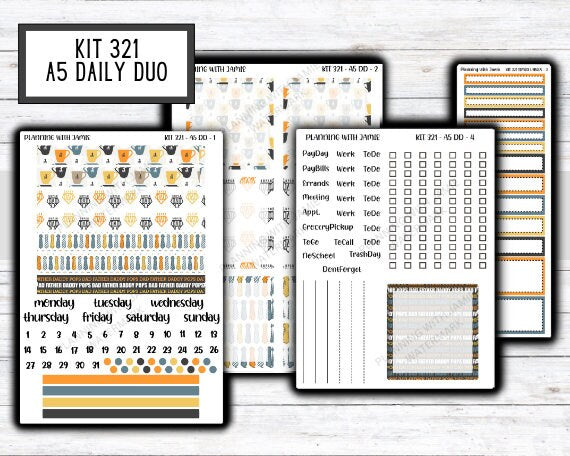 Kit 321 Erin Condren Daily Duo || Weekly Sticker Kit || Daily Duo Stickers || FATHERS DAY STICKERS || DAD STICKERS