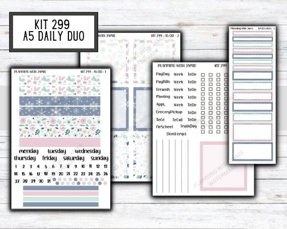 Kit 299 Erin Condren Daily Duo || Weekly Sticker Kit || Daily Duo Stickers || WINTER STICKERS