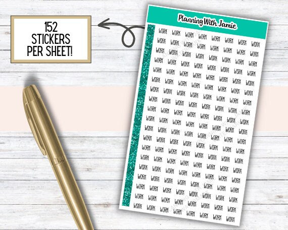 Work Mini Script, Planner Work Sticker, Work Label Sticker, Work Sticker, Work, Work Script