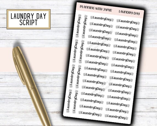 LAUNDRY DAY Planner Stickers, LAUNDRY ICONS Sticker, Laundry Script With Icons, Planner Stickers, Mom Planning Stickers,  Chores Stickers