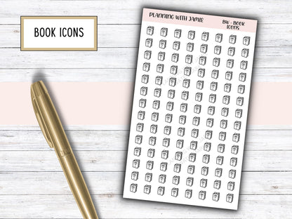 BOOK ICONS, Book Stickers, Daily Icon Stickers, Planning Sticker, Planner Stickers, Reading Stickers, Book Reading Icon