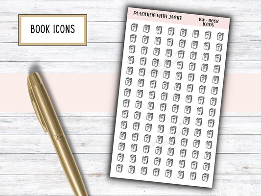 BOOK ICONS, Book Stickers, Daily Icon Stickers, Planning Sticker, Planner Stickers, Reading Stickers, Book Reading Icon