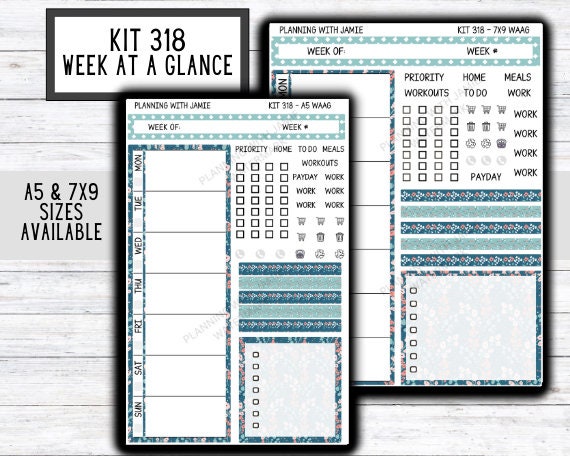 Kit 318 Week At A Glance Sticker || Week At A Glance Planner Sticker Kit || Weekly Overview Stickers || Daily Duo Stickers || SPRING STICKERS