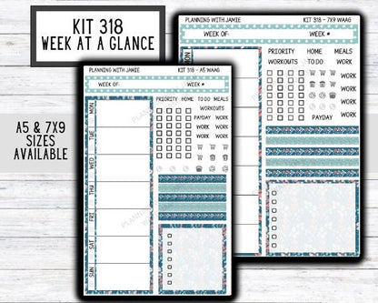 Kit 318 Week At A Glance Sticker || Week At A Glance Planner Sticker Kit || Weekly Overview Stickers || Daily Duo Stickers || SPRING STICKERS
