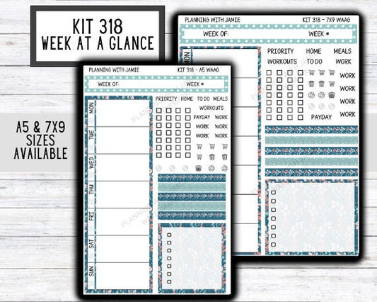Kit 318 Week At A Glance Sticker || Week At A Glance Planner Sticker Kit || Weekly Overview Stickers || Daily Duo Stickers || SPRING STICKERS