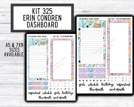 KIT 325 Erin Condren Dashboard Sticker Kit || Dashboard Monthly Sticker || Erin Condren Dashboard Sticker || SCHOOL Stickers