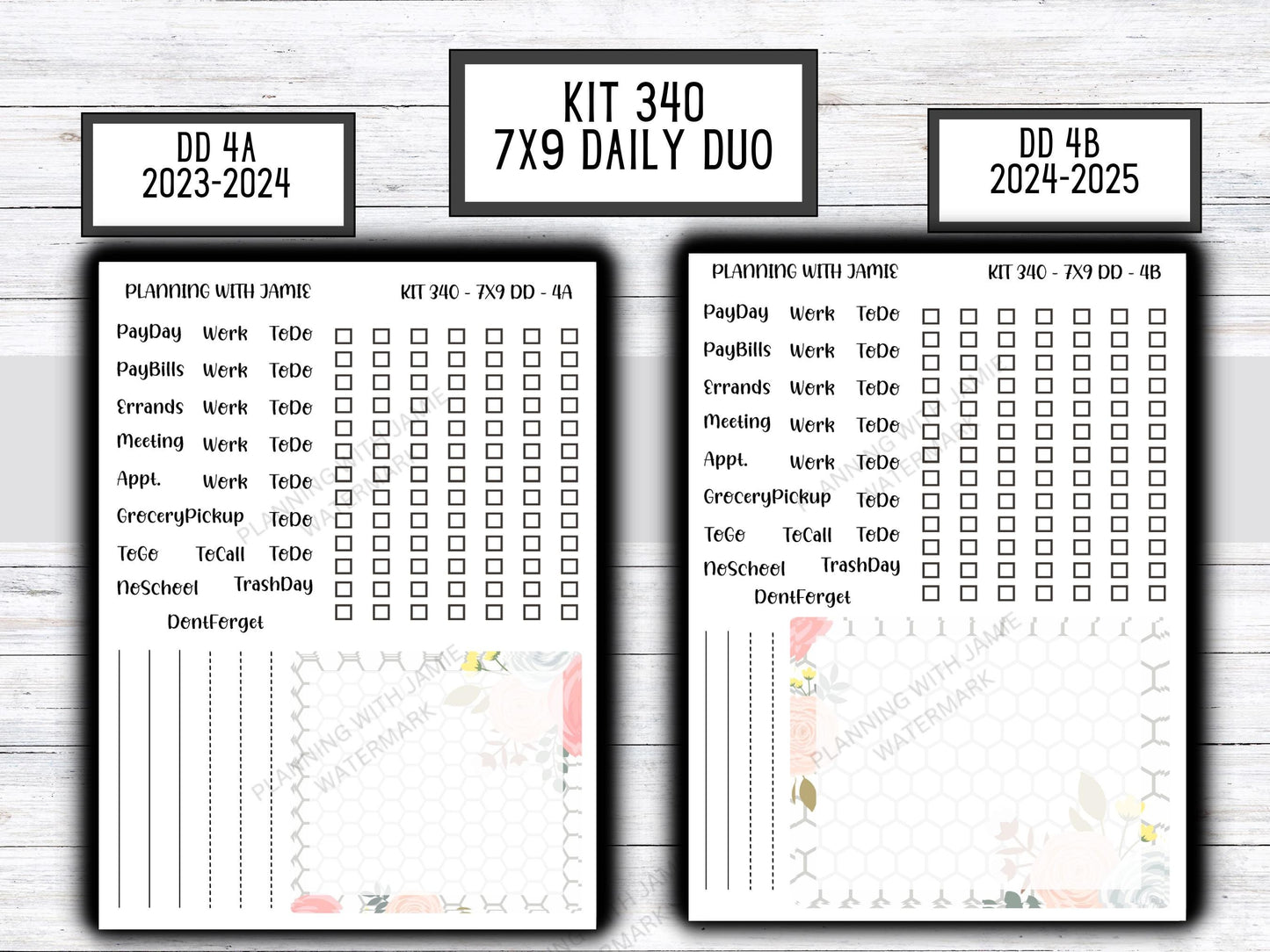 Kit 340 Erin Condren Daily Duo || Weekly Sticker Kit || Daily Duo Stickers || Erin Condren Stickers || Pretty STICKERS || Flower Stickers