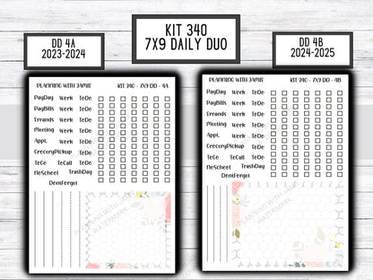 Kit 340 Erin Condren Daily Duo || Weekly Sticker Kit || Daily Duo Stickers || Erin Condren Stickers || Pretty STICKERS || Flower Stickers