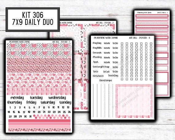 Kit 306 Erin Condren Daily Duo || Weekly Sticker Kit || Daily Duo Stickers || VALENTINES STICKERS
