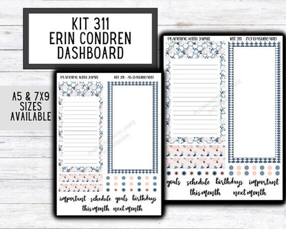 KIT 311 Erin Condren Dashboard Sticker Kit || Dashboard Monthly Sticker || Erin Condren Dashboard Sticker || SUMMER Stickers || SPRING STICKERS