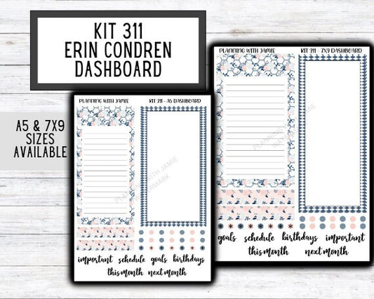 KIT 311 Erin Condren Dashboard Sticker Kit || Dashboard Monthly Sticker || Erin Condren Dashboard Sticker || SUMMER Stickers || SPRING STICKERS