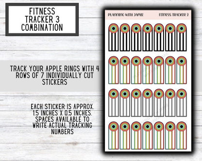 FITNESS RING STICKERS, Apple Ring Stickers, Apple Ring Tracker, Fitness Tracker Stickers, Planner Stickers, Mom Planning Stickers