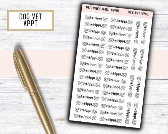 DOG VET APPOINTMENT Stickers, Dog Vet Appt Script, Dog Vet Planner Stickers, Planner Stickers, Planning Stickers, Dog Stickers, Vet Stickers