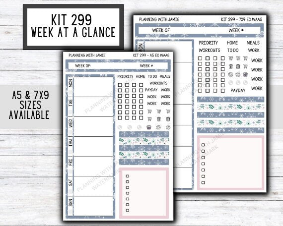 Kit 299 Week At A Glance Sticker || Week At A Glance Planner Sticker Kit || Weekly Overview Stickers || Daily Duo Stickers || WINTER STICKERS