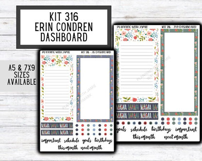 KIT 316 Erin Condren Dashboard Sticker Kit || Dashboard Monthly Sticker || Erin Condren Dashboard Sticker || SUMMER Stickers || SPRING STICKERS