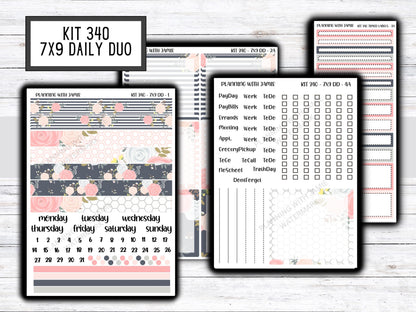 Kit 340 Erin Condren Daily Duo || Weekly Sticker Kit || Daily Duo Stickers || Erin Condren Stickers || Pretty STICKERS || Flower Stickers