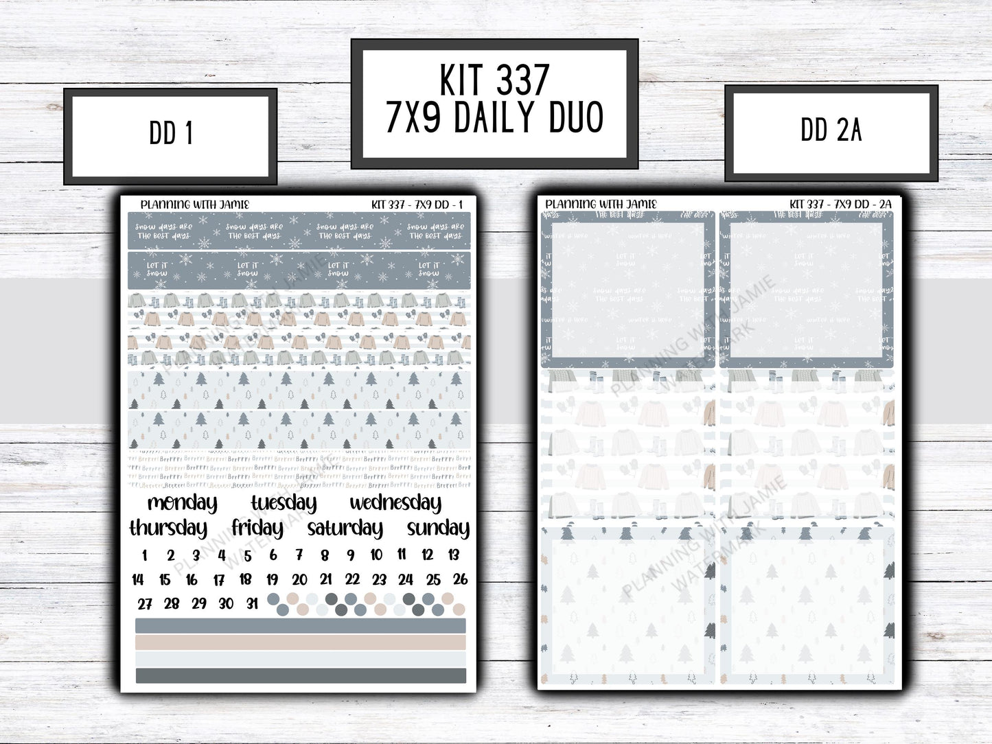Kit 337 Erin Condren Daily Duo || Weekly Sticker Kit || Daily Duo Stickers || WINTER Stickers || FLOWER STICKERS