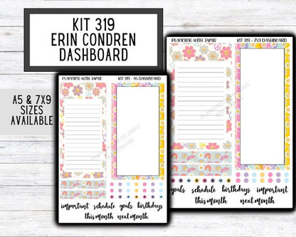 KIT 319 Erin Condren Dashboard Sticker Kit || Dashboard Monthly Sticker || Erin Condren Dashboard Sticker || SUMMER Stickers || SPRING STICKERS