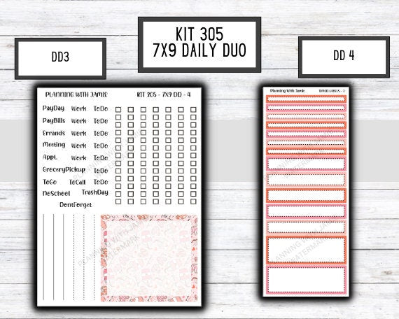 Kit 305 Erin Condren Daily Duo || Weekly Sticker Kit || Daily Duo Stickers || VALENTINES STICKERS