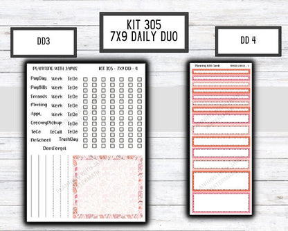 Kit 305 Erin Condren Daily Duo || Weekly Sticker Kit || Daily Duo Stickers || VALENTINES STICKERS