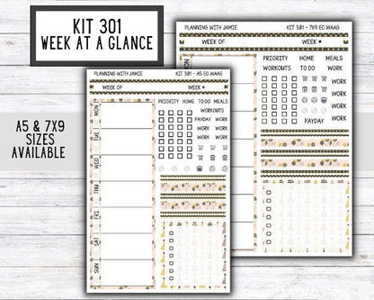 Kit 301 Week At A Glance Sticker || Week At A Glance Planner Sticker Kit || Weekly Overview Stickers || Daily Duo Stickers || PARTY STICKERS || NEW YEARS STICKERS