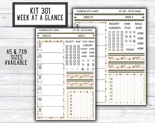 Kit 301 Week At A Glance Sticker || Week At A Glance Planner Sticker Kit || Weekly Overview Stickers || Daily Duo Stickers || PARTY STICKERS || NEW YEARS STICKERS