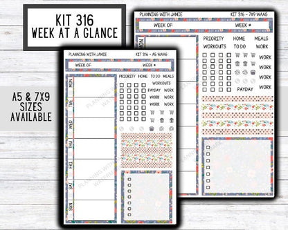 Kit 316 Week At A Glance Sticker || Week At A Glance Planner Sticker Kit || Weekly Overview Stickers || Daily Duo Stickers || SPRING STICKERS | Mothers Day Stickers