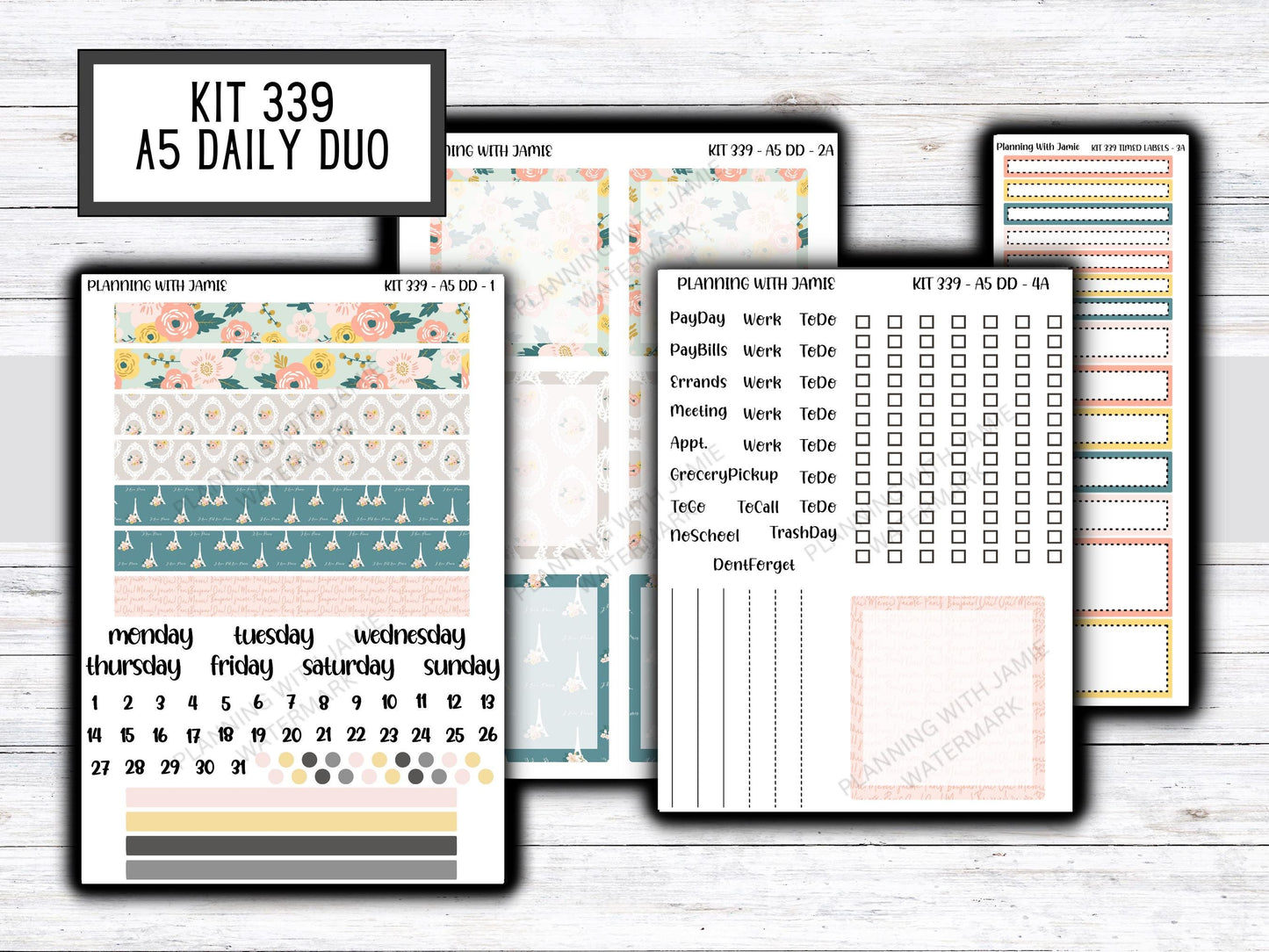 Kit 339 Erin Condren Daily Duo || Weekly Sticker Kit || Daily Duo Stickers || Erin Condren Stickers || Pretty STICKERS