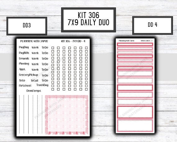Kit 306 Erin Condren Daily Duo || Weekly Sticker Kit || Daily Duo Stickers || VALENTINES STICKERS