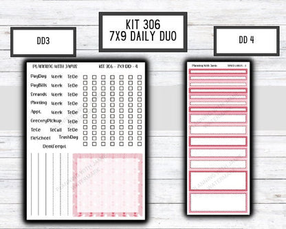 Kit 306 Erin Condren Daily Duo || Weekly Sticker Kit || Daily Duo Stickers || VALENTINES STICKERS