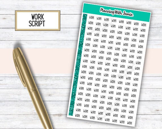 Work Mini Script, Planner Work Sticker, Work Label Sticker, Work Sticker, Work, Work Script