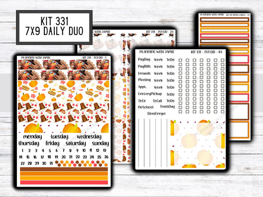 Kit 331 Erin Condren Daily Duo || Weekly Sticker Kit || Daily Duo Stickers || Thanksgiving Stickers || FALL STICKERS