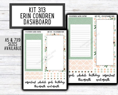 KIT 313 Erin Condren Dashboard Sticker Kit || Dashboard Monthly Sticker || Erin Condren Dashboard Sticker || SUMMER Stickers || SPRING STICKERS