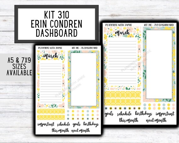 KIT 310 Erin Condren Dashboard Sticker Kit || Dashboard Monthly Sticker || Erin Condren Dashboard Sticker || SUMMER Stickers || SPRING STICKERS