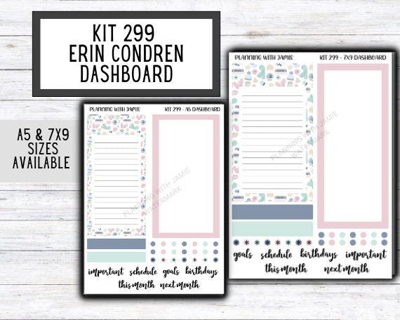 KIT 299 Erin Condren Dashboard Sticker Kit || Dashboard Monthly Sticker || Erin Condren Dashboard Sticker || WINTER Stickers