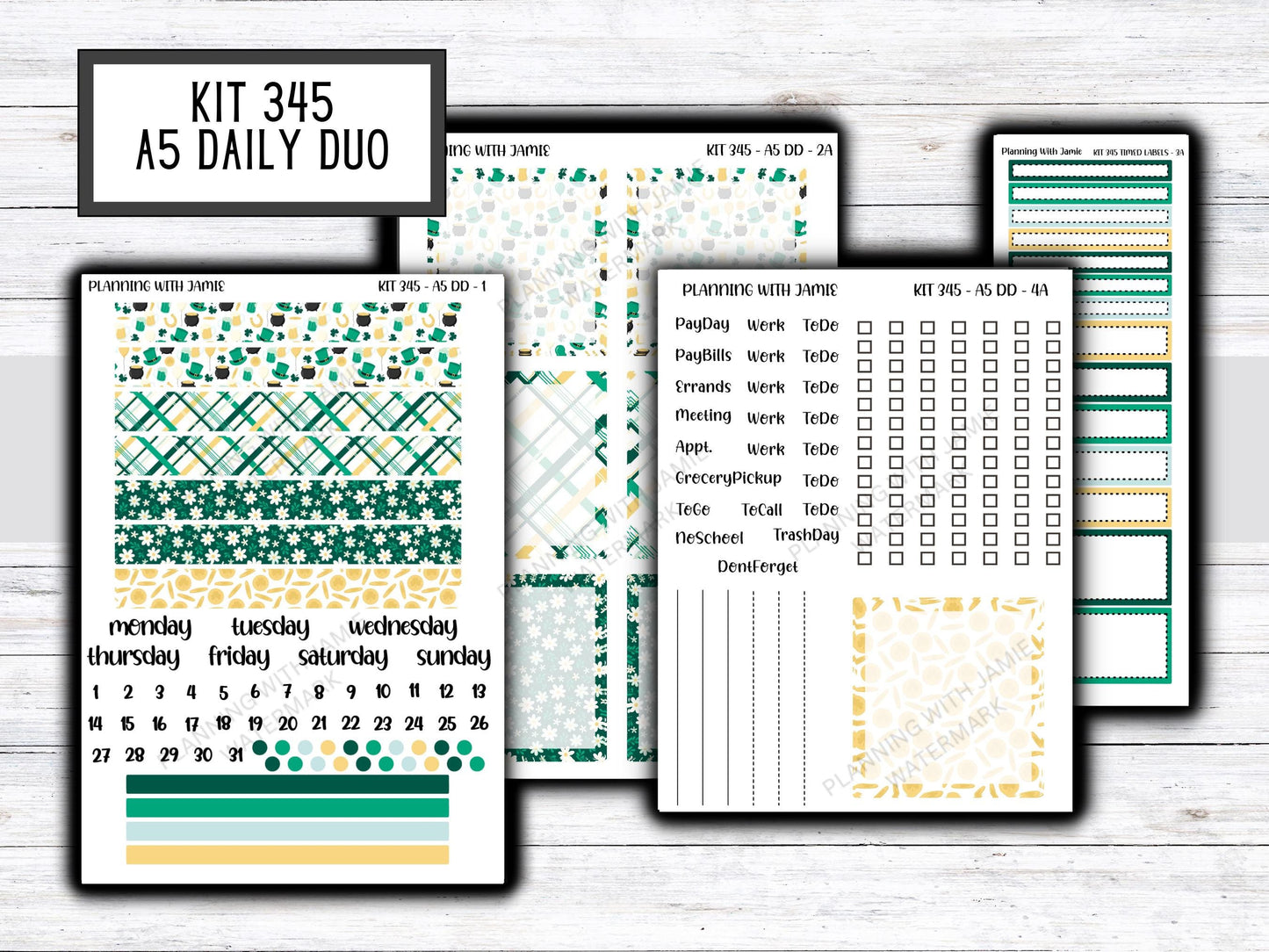 Kit 345 Erin Condren Daily Duo || Weekly Sticker Kit || Daily Duo Stickers || Erin Condren Stickers || ST PATRICKS DAY Stickers